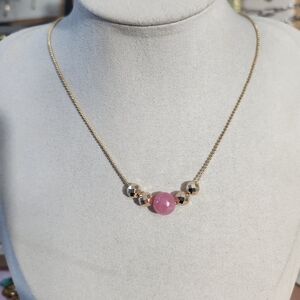 Stainless Steel Rhodochrosite Adjustable Necklace